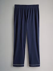 The Set 2 Pack Viscose Blend Button Through Long Pyjamas with Piping - صورة 5 من 8