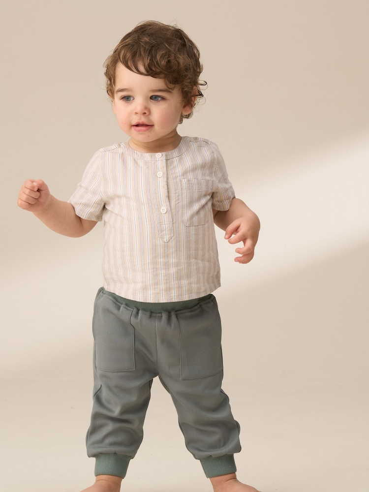 Angel & Rocket Natural Sonny 100% Cotton Woven Shirt Bodice with Trousers Set - Image 1 of 7