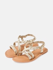 Angel & Rocket Gold Delilah Basket Weave Sandals - Image 1 of 4