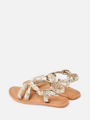 Angel & Rocket Gold Delilah Basket Weave Sandals - Image 2 of 4