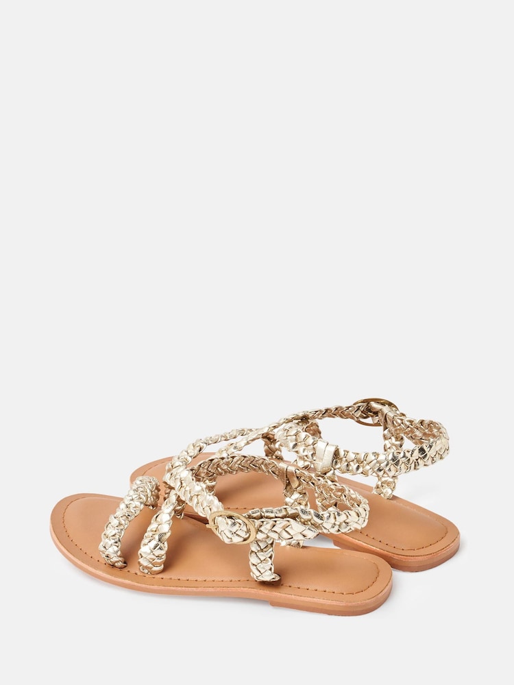 Angel & Rocket Gold Delilah Basket Weave Sandals - Image 2 of 4