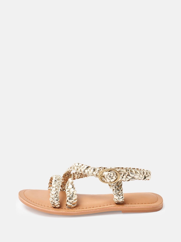 Angel & Rocket Gold Delilah Basket Weave Sandals - Image 3 of 4