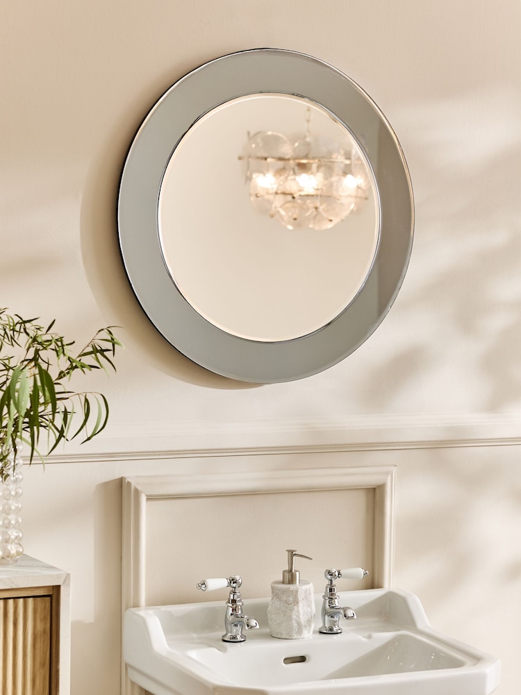 Silver Two Tone Bathroom Wall Mirror - Image 1 of 2