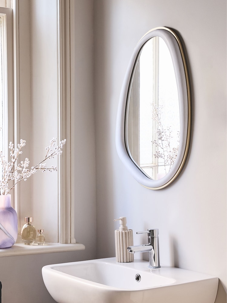 Grey Mia Pebble Round Bathroom Wall Mirror - Image 1 of 6