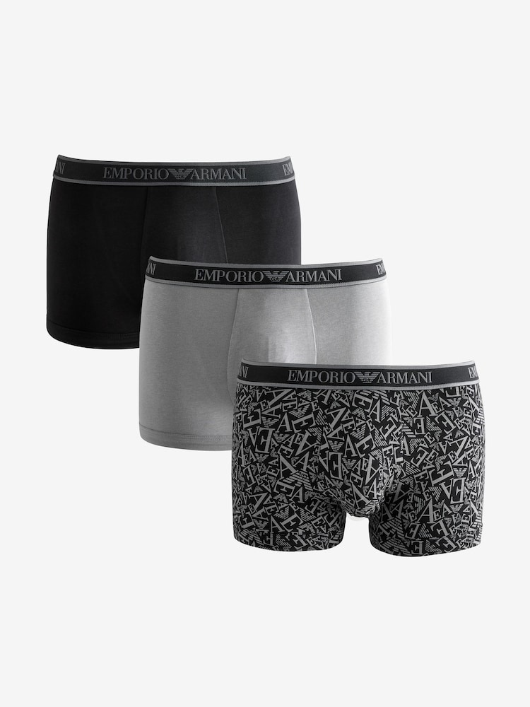 Emporio Armani Grey/Black Boxers 3 Pack - Image 1 of 4