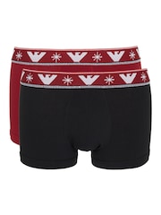 Emporio Armani Red/Black Boxers 2 Pack - Image 1 of 8