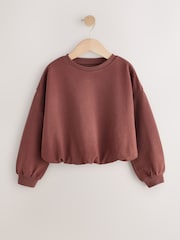 Chocolate Brown Boxy Bubble Hem Sweatshirt (3-16yrs) - Image 1 of 3