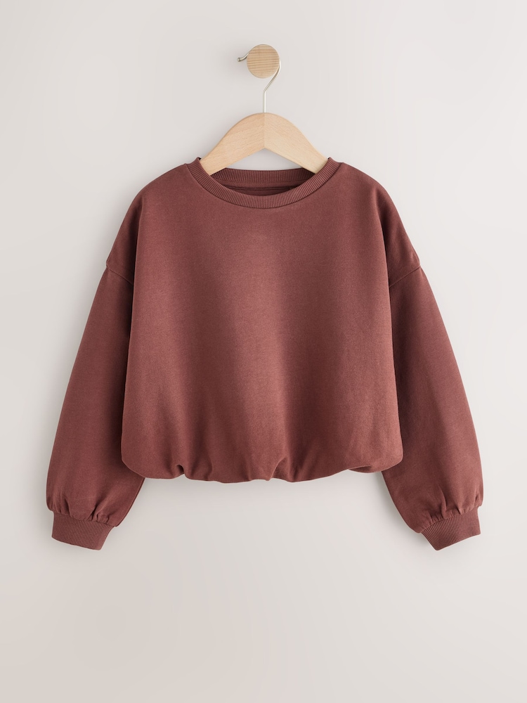 Chocolate Brown Boxy Bubble Hem Sweatshirt (3-16yrs) - Image 1 of 3