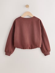 Chocolate Brown Boxy Bubble Hem Sweatshirt (3-16yrs) - Image 2 of 3