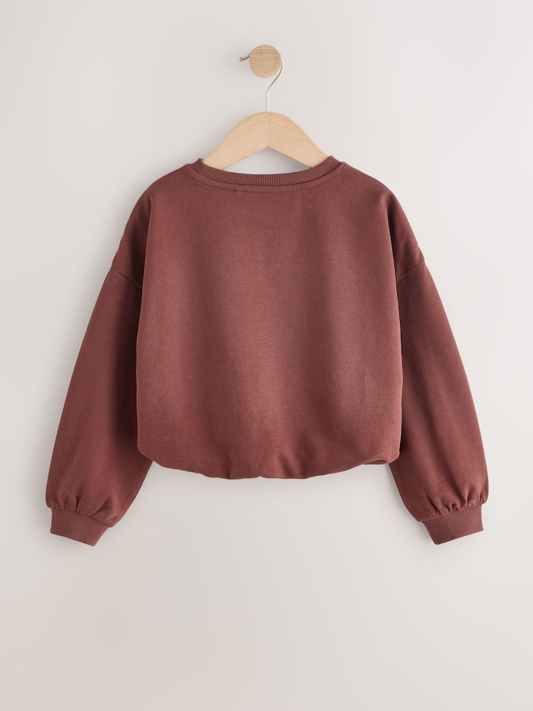 Chocolate Brown Boxy Bubble Hem Sweatshirt (3-16yrs) - Image 2 of 3