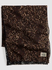 Levi's® Leopard Black Scarf Print Lightweight Reversible Scarf - Image 1 of 4