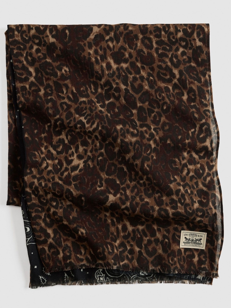 Levi's® Leopard Black Scarf Print Lightweight Reversible Scarf - Image 1 of 4