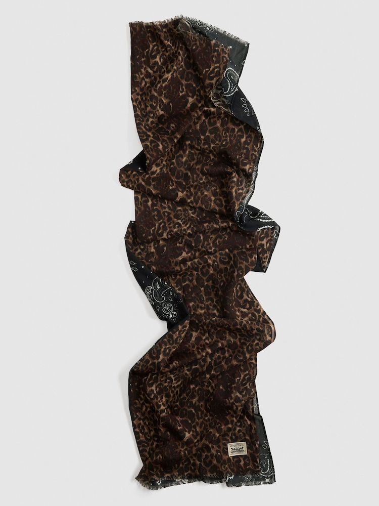 Levi's® Leopard Black Scarf Print Lightweight Reversible Scarf - Image 2 of 4