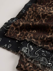 Levi's® Leopard Black Scarf Print Lightweight Reversible Scarf - Image 3 of 4