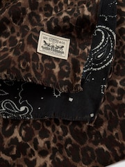 Levi's® Leopard Black Scarf Print Lightweight Reversible Scarf - Image 4 of 4