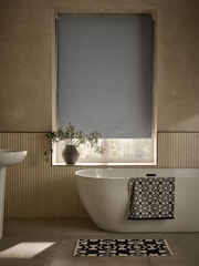 Black/White Ready Made Bathroom Blackout Tile Geo Print Roller Blind - Image 2 of 4