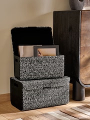 Set of 2 Grey Bronx Storage Trunks - Image 2 of 4