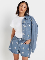 PixieGirl Petite Blue Daisy Shorts - Image 2 of 5