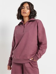 PixieGirl Petite Pink Quarter Zip Sweatshirt - Image 1 of 6