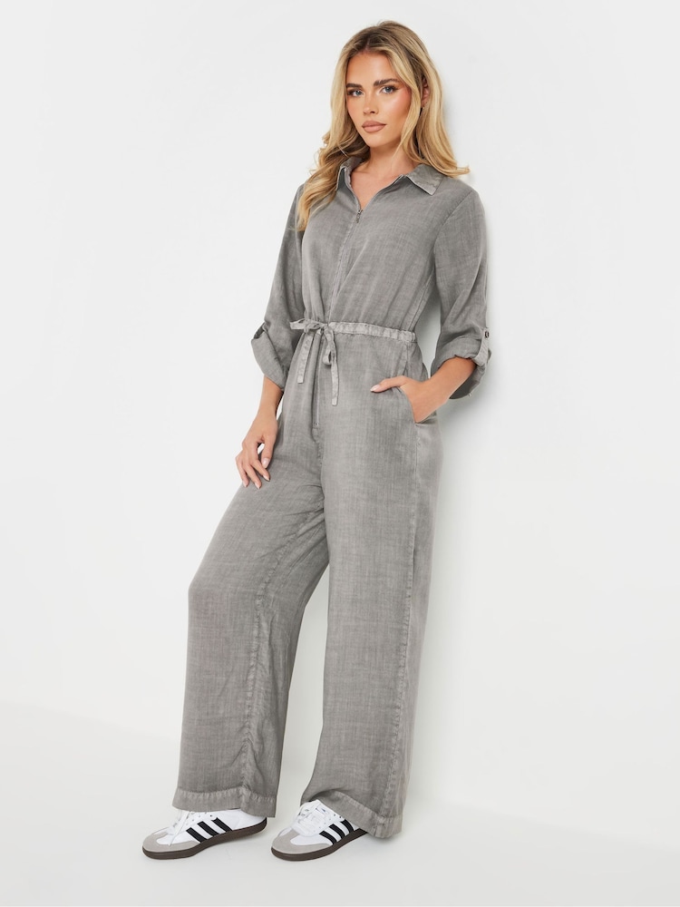 PixieGirl Petite Grey Acid Wash Jumpsuit - Image 3 of 6
