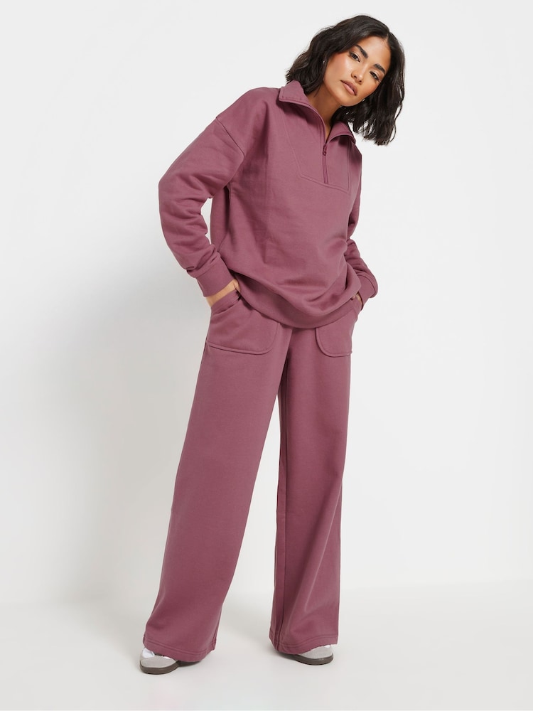 PixieGirl Petite Pink Patch Pocket Wide Leg Joggers - Image 1 of 5