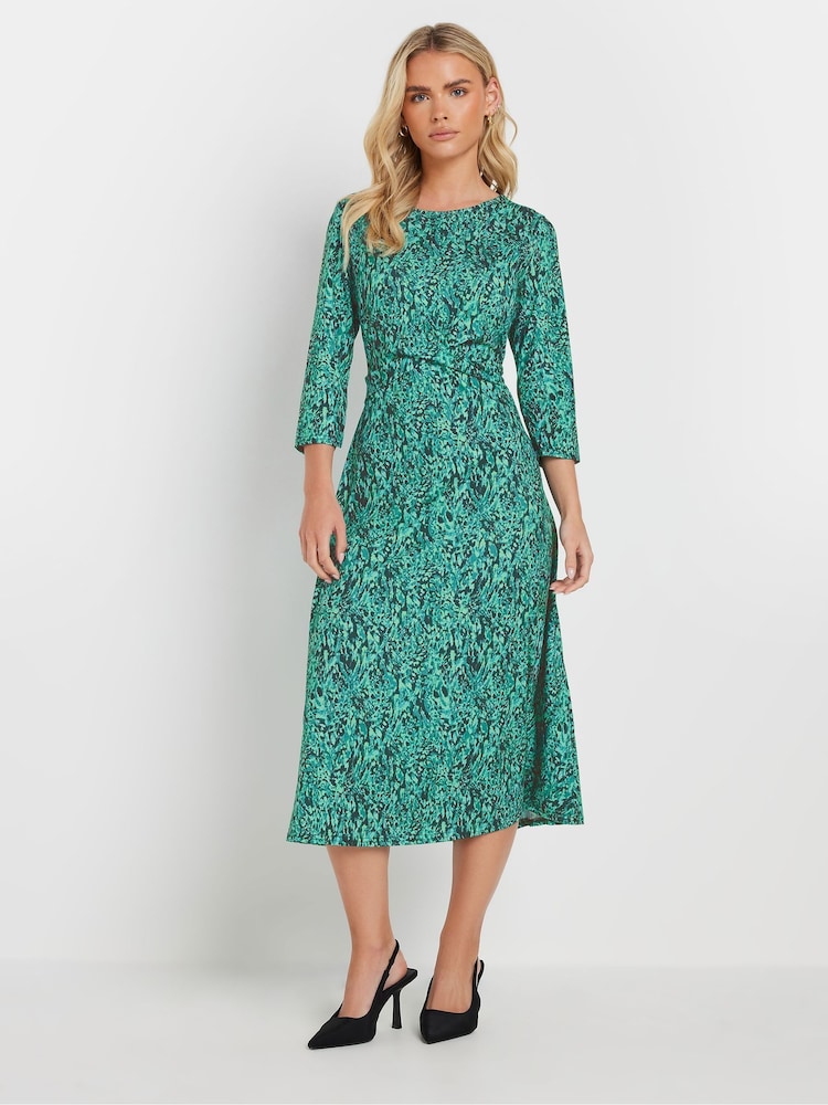 M&Co Green Petite Snake Print Twist Dress - Image 2 of 5