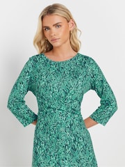 M&Co Green Petite Snake Print Twist Dress - Image 3 of 5