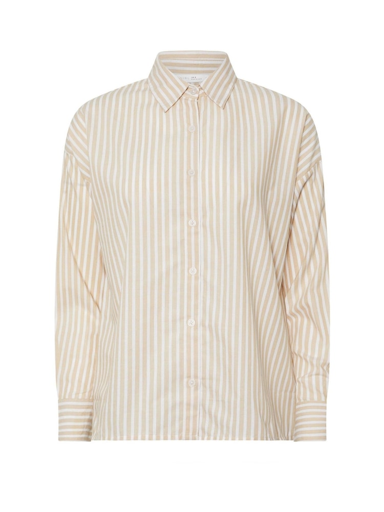 PixieGirl Petite Natural Satin Stripe Tie Back Long Sleeve 100% Cotton Shirt - Image 5 of 6