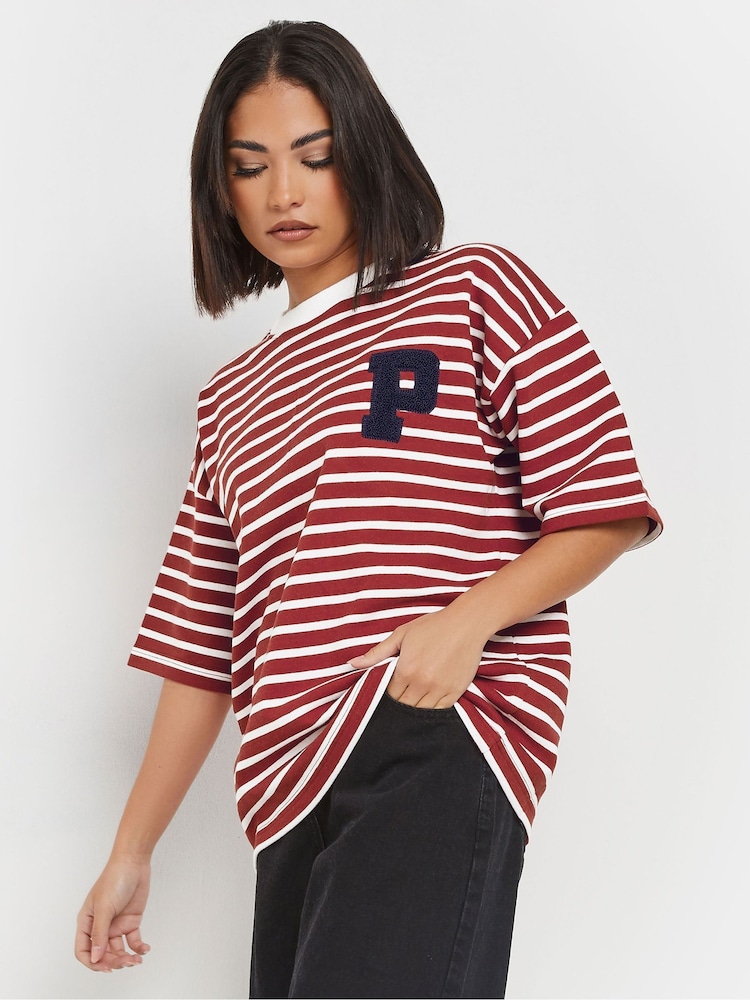 PixieGirl Petite Red Stipe Appliqué T-Shirt - Image 1 of 5