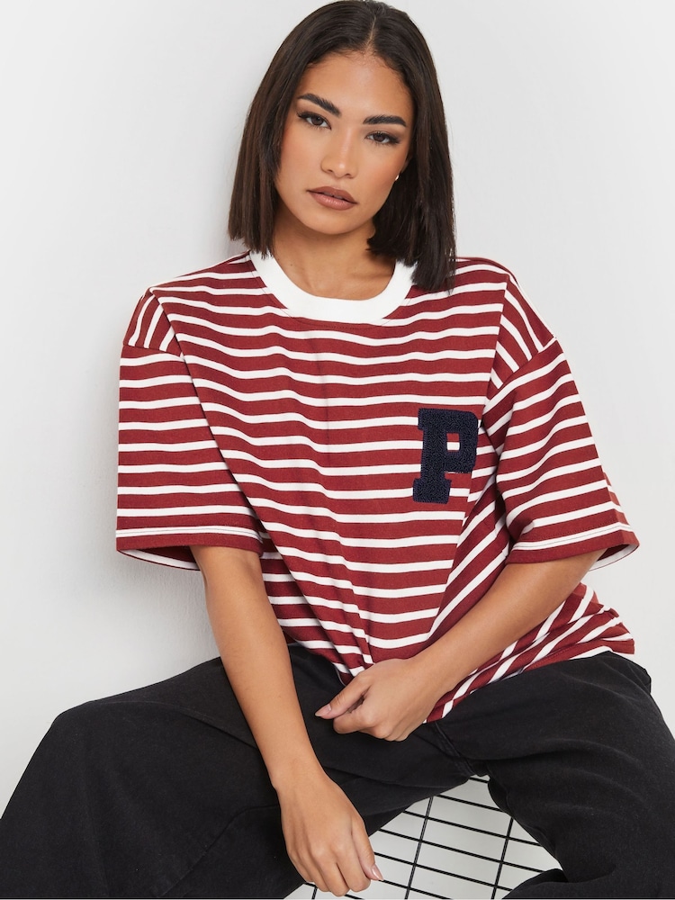 PixieGirl Petite Red Stipe Appliqué T-Shirt - Image 4 of 5