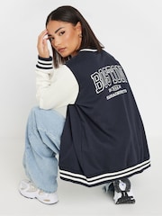 PixieGirl Petite Blue Boston Varsity Bomber Jacket - Image 4 of 6