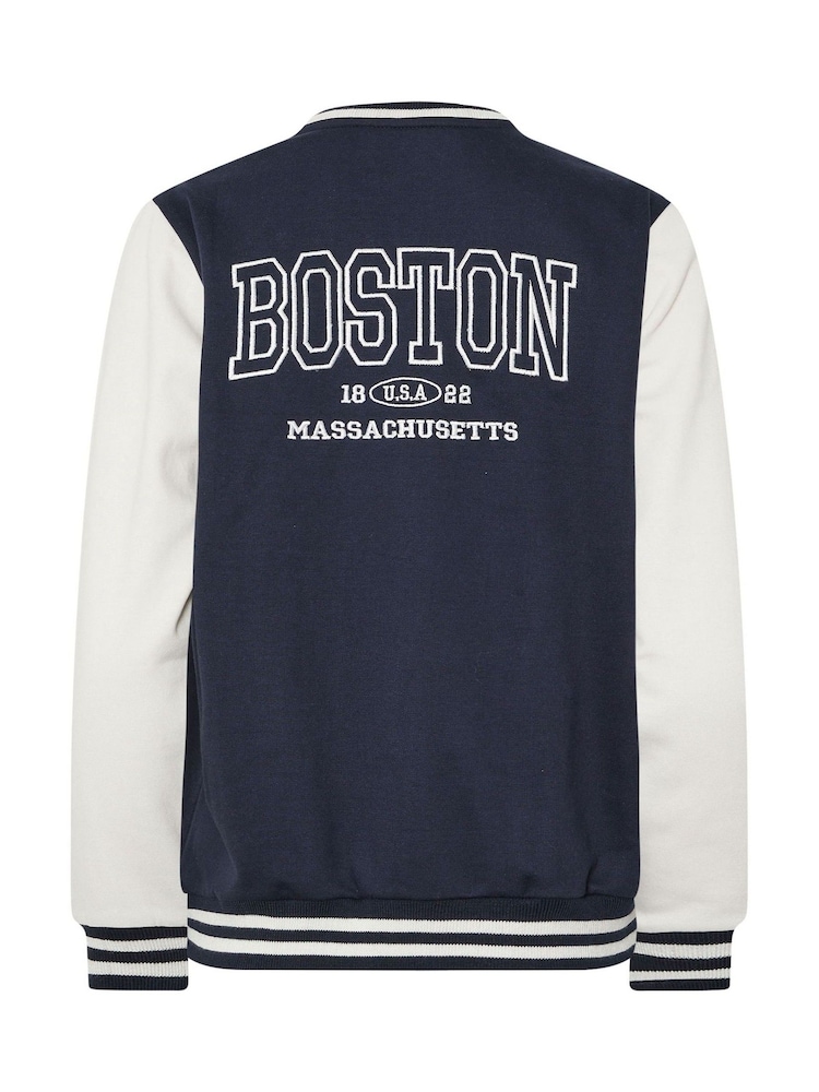PixieGirl Petite Blue Boston Varsity Bomber Jacket - Image 6 of 6