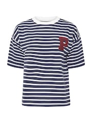 PixieGirl Petite White/Blue Stipe Appliqué Short Sleeve Sweat Top - Image 5 of 5