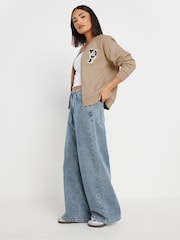 PixieGirl Petite Natural Embroidered Sweat Bomber Jacket - Image 2 of 5