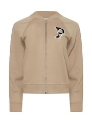PixieGirl Petite Natural Embroidered Sweat Bomber Jacket - Image 5 of 5