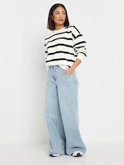 PixieGirl Petite Black Mono Button Stripe Sweatshirt - Image 2 of 4