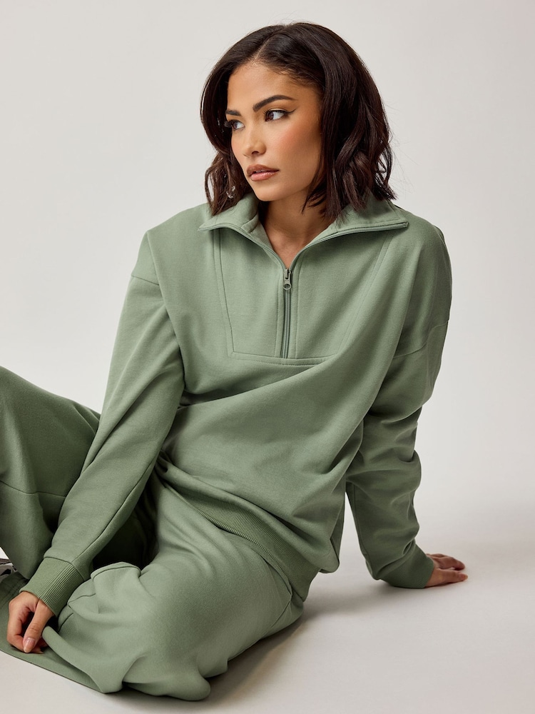 PixieGirl Petite Green Quarter Zip Sweatshirt - Image 1 of 4