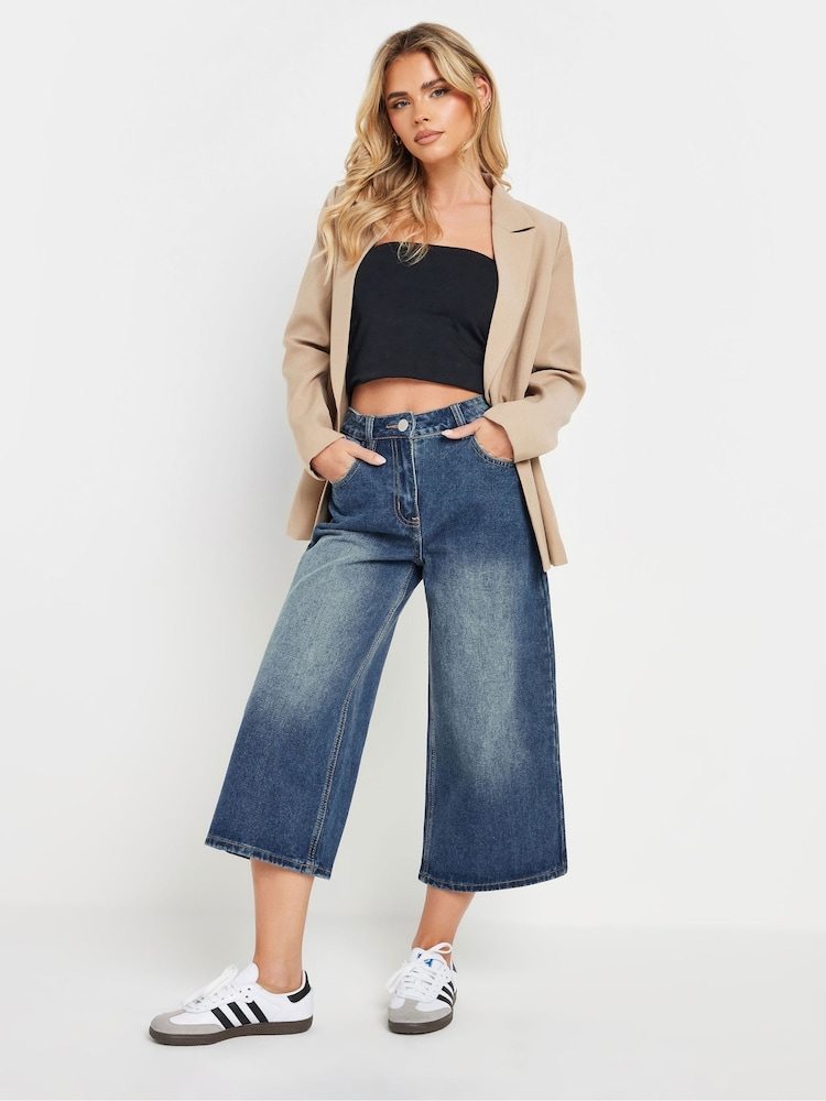 PixieGirl Petite Wide Leg Denim Cropped 100% Cotton Jeans - Imagen 1 de 5