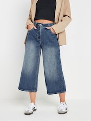 PixieGirl Petite Wide Leg Denim Cropped 100% Cotton Jeans - Imagen 2 de 5
