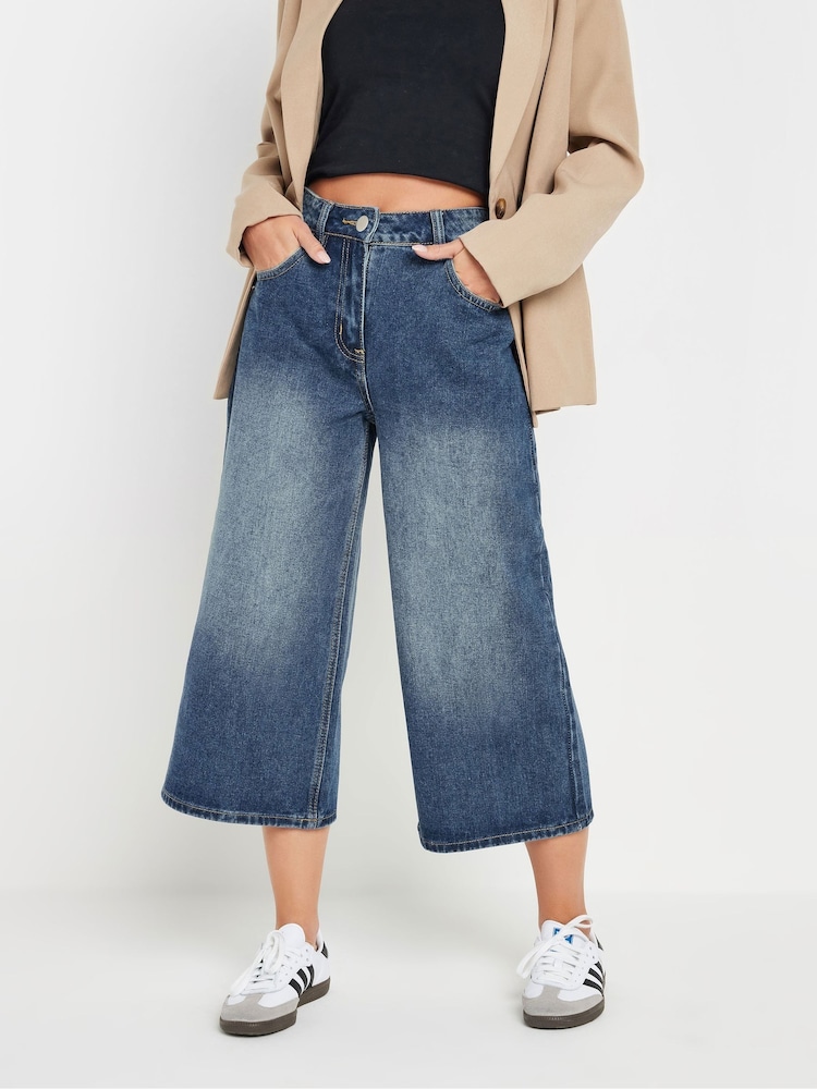 PixieGirl Petite Wide Leg Denim Cropped 100% Cotton Jeans - Imagen 2 de 5