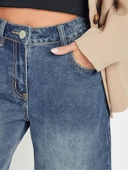 PixieGirl Petite Wide Leg Denim Cropped 100% Cotton Jeans - Imagen 4 de 5