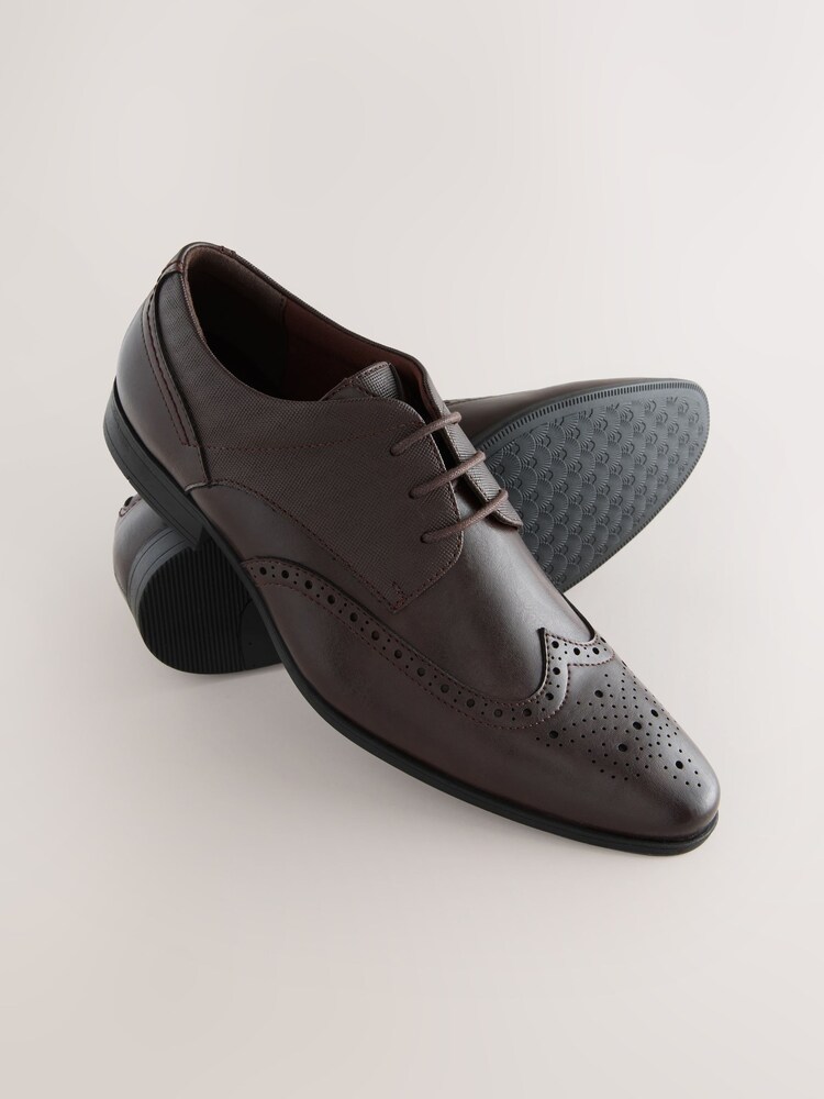 Brown Wide Fit Brogue Shoes - Image 6 of 6