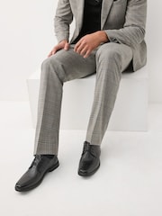 Black Slim Panel Leather Shoes - Image 1 of 6