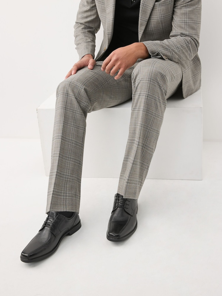 Black Slim Panel Leather Shoes - Image 1 of 6