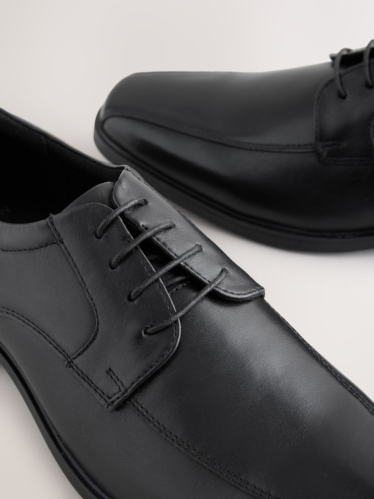 Black Slim Panel Leather Shoes - Image 5 of 6