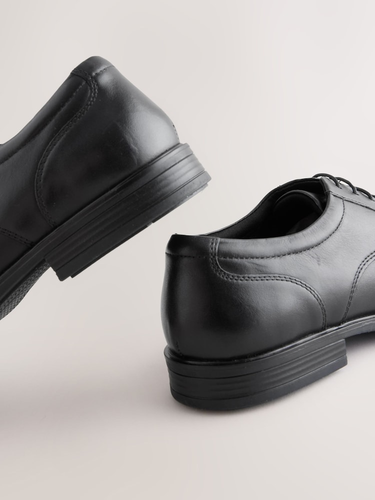 Black Slim Panel Leather Shoes - Image 6 of 6
