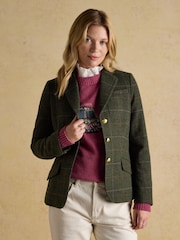 Joules Canterly Green Herringbone Tweed Hacking Jacket - Image 3 of 11