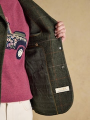 Joules Canterly Green Herringbone Tweed Hacking Jacket - Image 4 of 11
