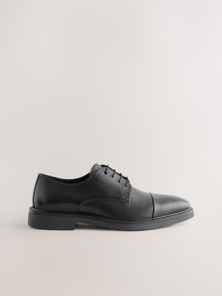 Black Leather Toe Cap Shoes - Image 2 of 5