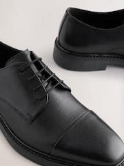 Black Leather Toe Cap Shoes - Image 4 of 5